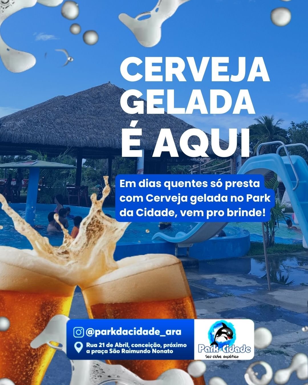 Cerveja gelada é aqui Post do Instagram Moderno Marrom e Amarelo